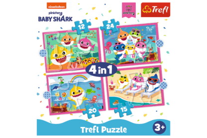 Trefl 34378 - Baby Shark - 4 az 1-ben puzzle (12,15,20,24 db-os)