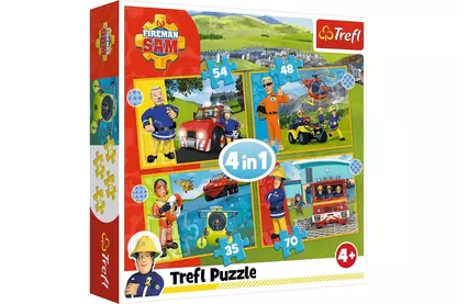 Trefl 34387 - Sam, a tűzoltó - Hősök - 4 az 1-ben puzzle (35,48,54,70 db-os)