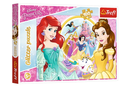 Trefl 14819 - Disney Princess- Belle és Ariel - 100 db-os Csillám puzzle