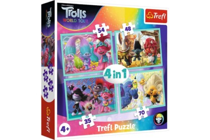 Trefl 34336 - Trollok a világ körül - 4 az 1-ben (35, 48, 54, 70 db-os) puzzle