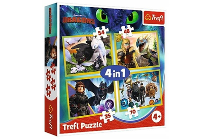 Trefl 34341 - Így neveld a sárkányodat 3 - 4 az 1-ben (35, 48, 54, 70 db-os) puzzle