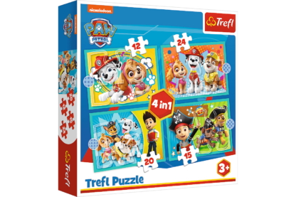 Trefl 34346 - Mancs őrjárat - Boldog csapat - 4 az 1-ben (12, 15, 20, 24 db-os) puzzle