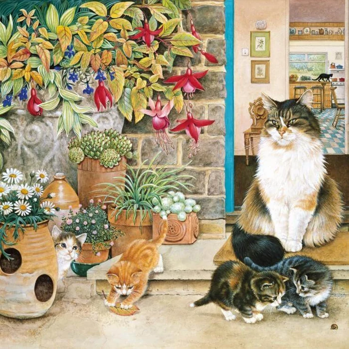 Alipson 50183 - Agneatha and her Kittens on the Doorstep - 1000 db-os puzzle