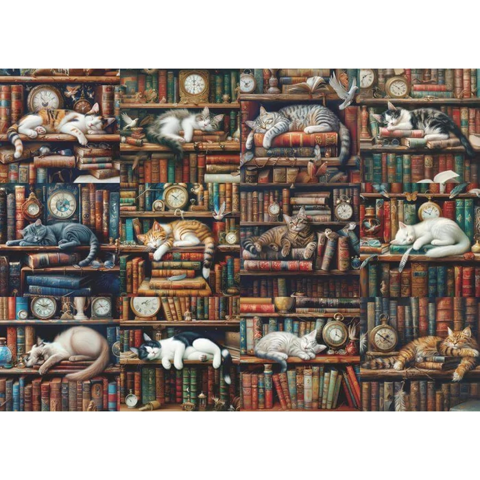 Bboldin Z-807 - Bookshelf Cat - 1000 db-os puzzle