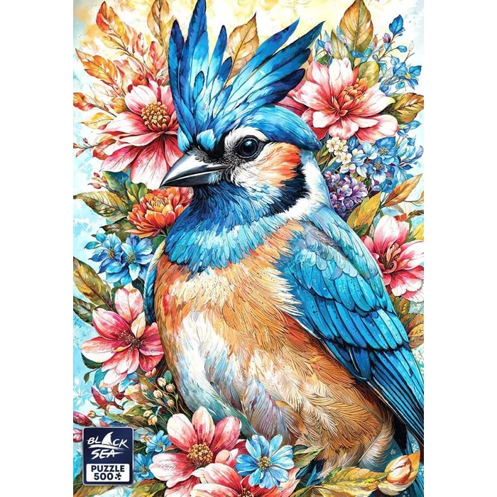 Black Sea  BS82502 - Among the Flowers - Blue Jay - 500 db-os puzzle
