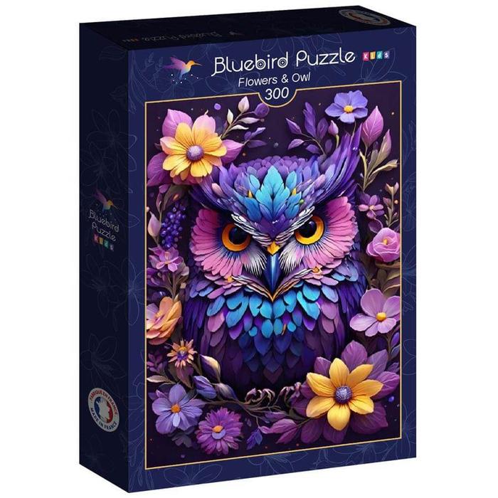 Bluebird 90845 - Flowers & Owl - 300 db-os puzzle