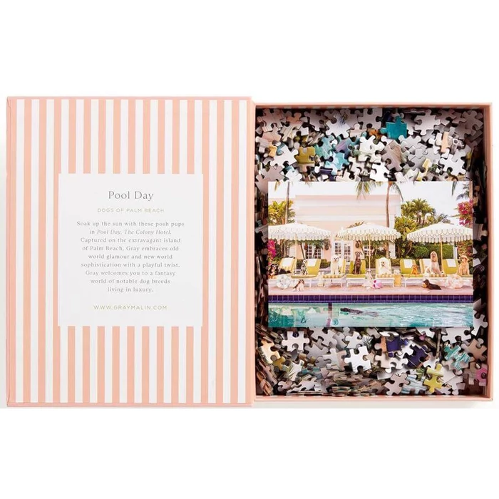 Galison 83814 - Pool Day Palm Beach, Gray Malin - 1000 db-os puzzle könyv alakú dobozban