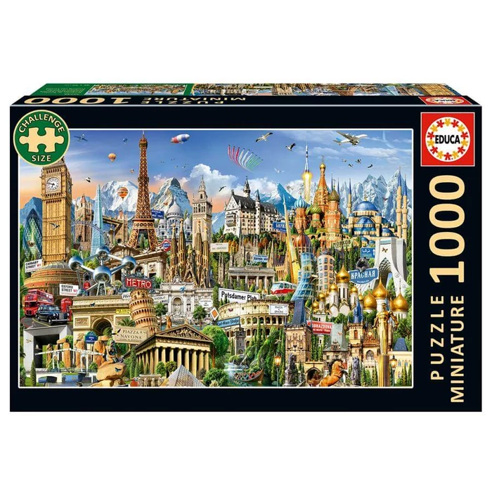 Educa 20248 - Miniature puzzle - Európa jelképei - 1000 db-os puzzle