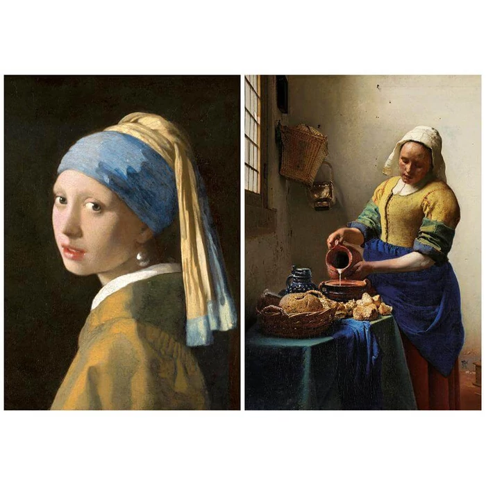 Educa 20309 - Leány gyöngy fülbevalóval és A tejet öntő nő, Vermeer - 2 x 1000 db-os puzzle