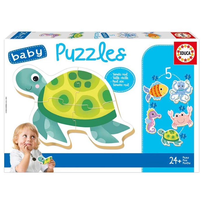 Educa 19951 - Baby sziluett puzzle - Tengeri állatok - 3,4,5 db-os puzzle