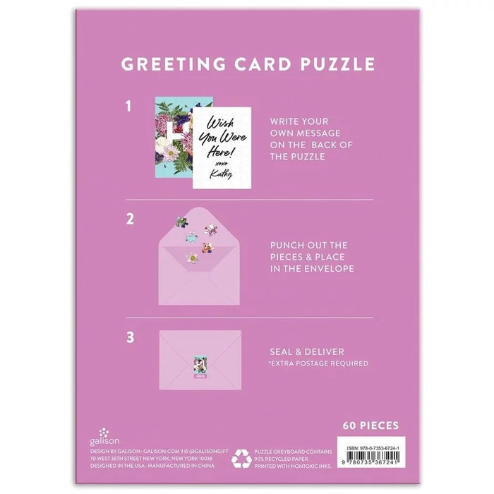 Galison 67241 - Say It With Flowers - Hi - 60 db-os Képeslap puzzle