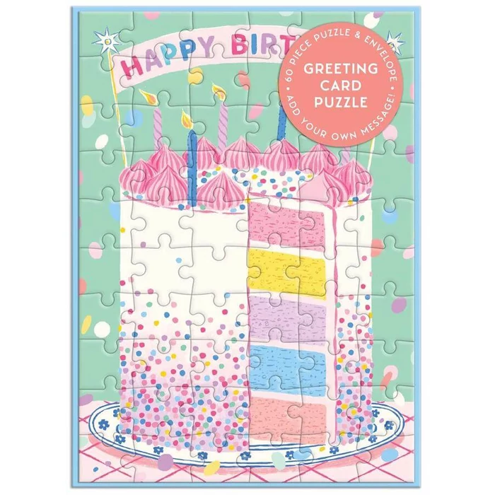 Galison 78278 - Confetti Birthday Cake - 60 db-os Képeslap puzzle