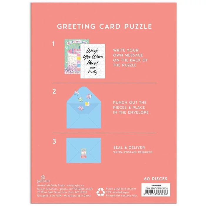 Galison 78278 - Confetti Birthday Cake - 60 db-os Képeslap puzzle