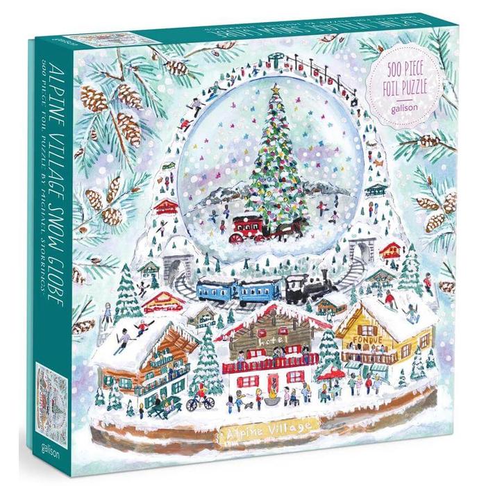 Galison 78704 - Alpine Village Snowglobe, Michael Storrings - 500 db-os Fóliás puzzle