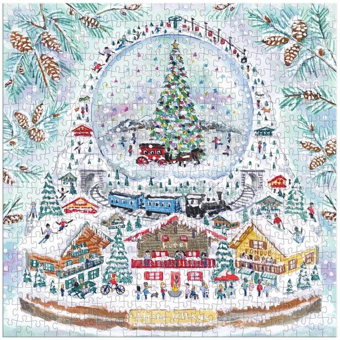 Galison 78704 - Alpine Village Snowglobe, Michael Storrings - 500 db-os Fóliás puzzle