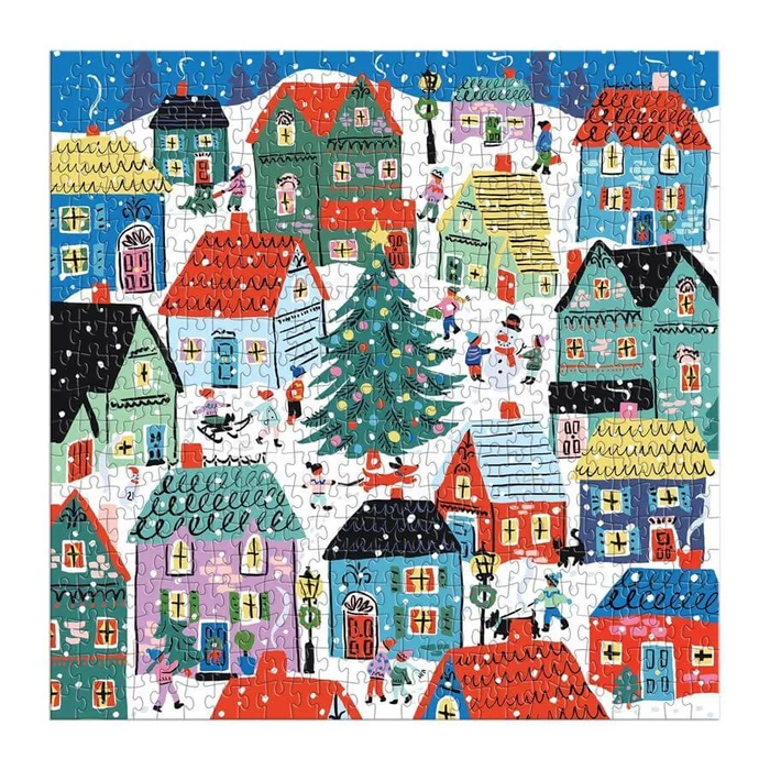 Galison 80219 - Christmas in the Village - 500 db-os puzzle díszdobozban