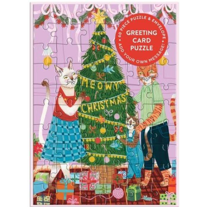 Galison 85429 - Meowy Christmas - 60 db-os Képeslap puzzle