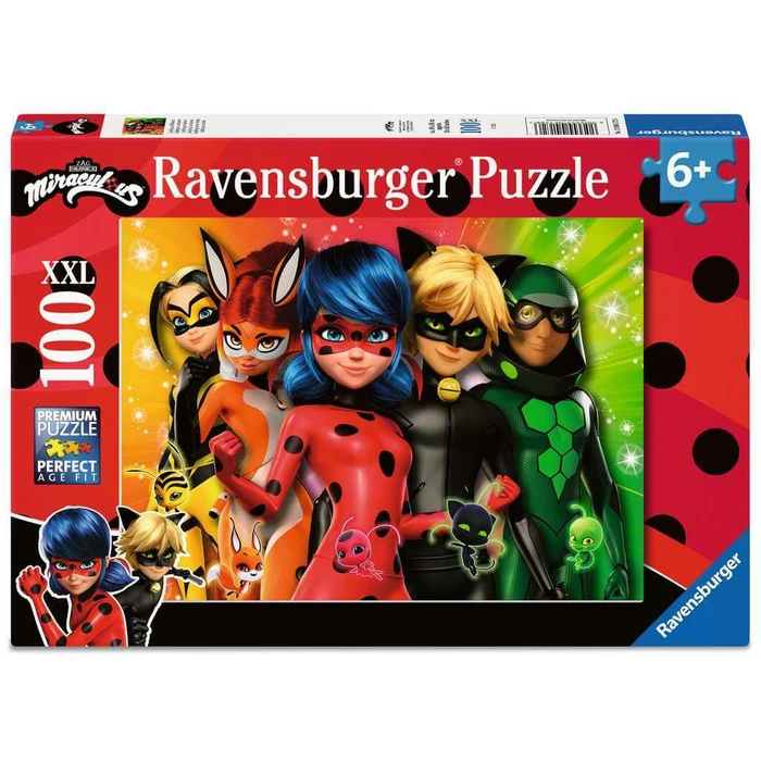 Ravensburger 12004172 - Miraculous - Katicabogár és Fekete Macska - 100 db-os XXL puzzle