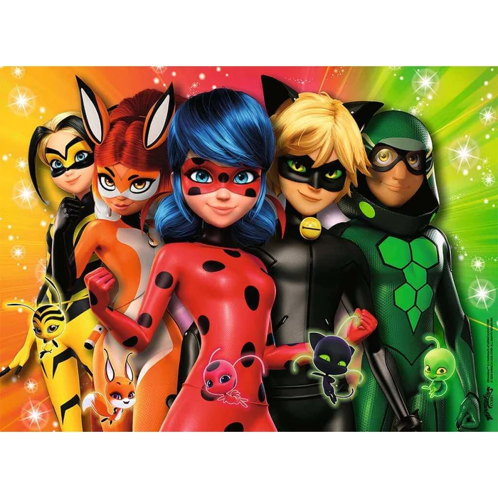 Ravensburger 12004172 - Miraculous - Katicabogár és Fekete Macska - 100 db-os XXL puzzle
