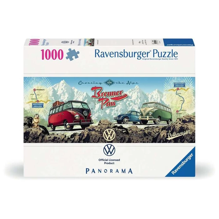 Ravensburger 12000443 - Panoráma puzzle - Volkswagennel az Alpokon át - 1000 db-os puzzle