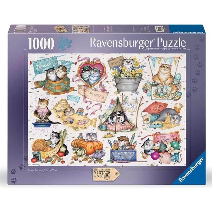 Ravensburger 12001452 - Crazy Cats - Cicanaptár - 1000 db-os puzzle