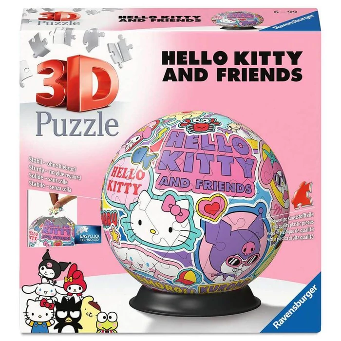 Ravensburger 11630 - Hello Kitty és barátai - 72 db-os 3D gömb puzzle