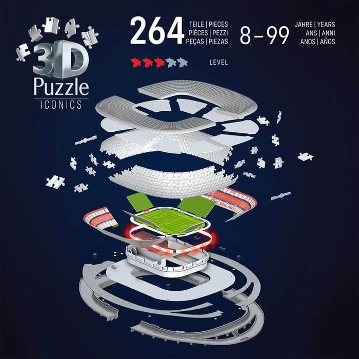 Ravensburger 12008033 - Allianz Arena - Bayern München - 216 db-os világító 3D puzzle