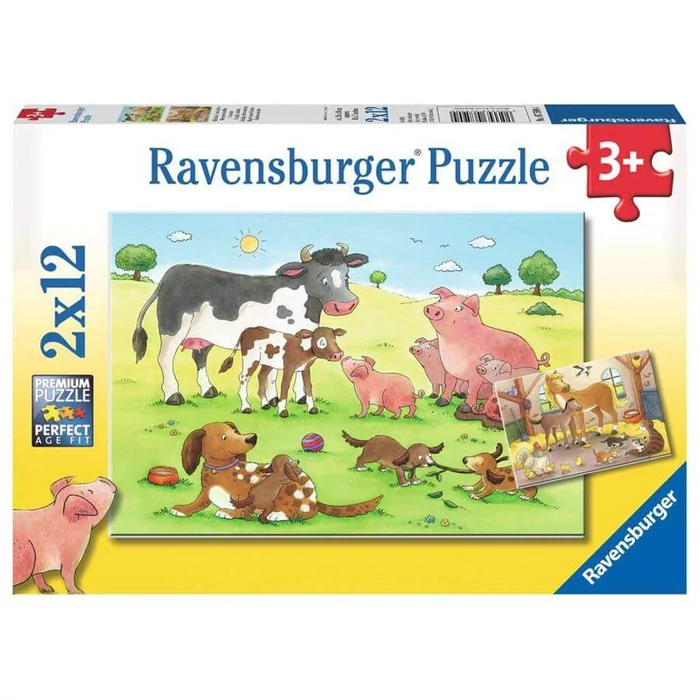 Ravensburger 07590 - Boldog állatcsaládok - 2 x 12 db-os puzzle
