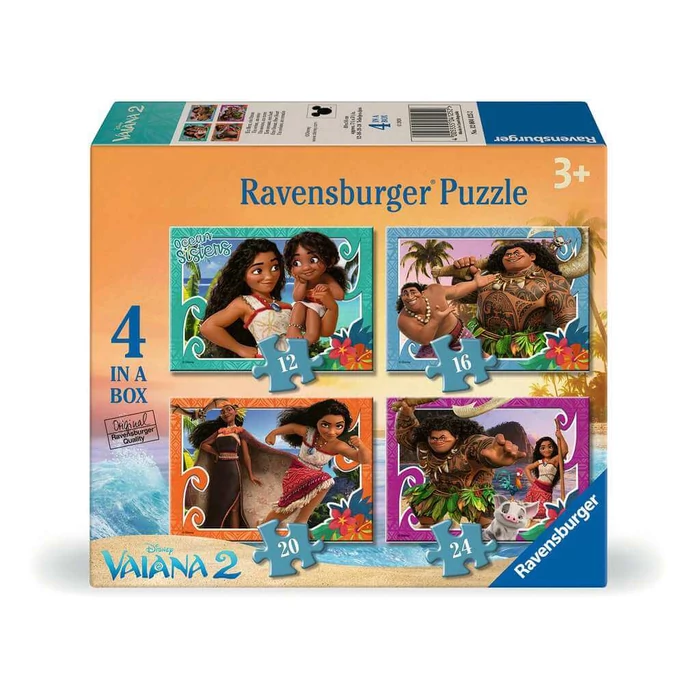 Ravensburger 12004125 - Vaiana 2 - 4 az 1-ben puzzle (12,16,20,24 db-os) puzzle