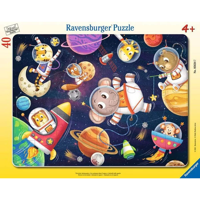 Ravensburger 05634 - Állati űrhajósok - 40 db-os keretes puzzle