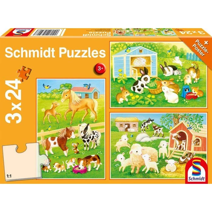 Schmidt 56518 - Cute Pets - 3 x 24 db-os puzzle