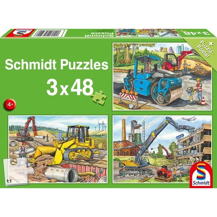 Schmidt 56520 - My Favorite Construction Vehicles - 3 x 48 db-os puzzle
