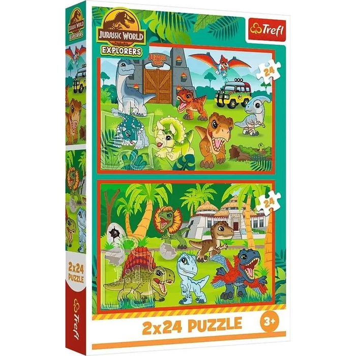 Trefl 34437 - Jurassic World - Kicsi dínók - 2 x 24 db-os puzzle