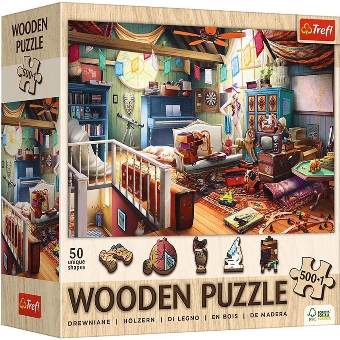 Trefl 20220 - Kincsek a padláson - 500+1 db-os Wooden Puzzle