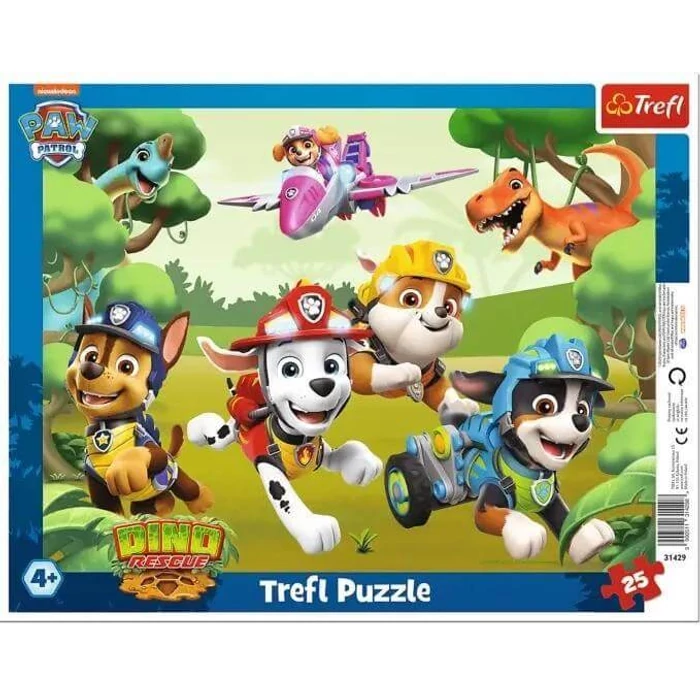 Trefl 31429 - Mancs őrjárat - Dínómentés - 25 db-os keretes puzzle