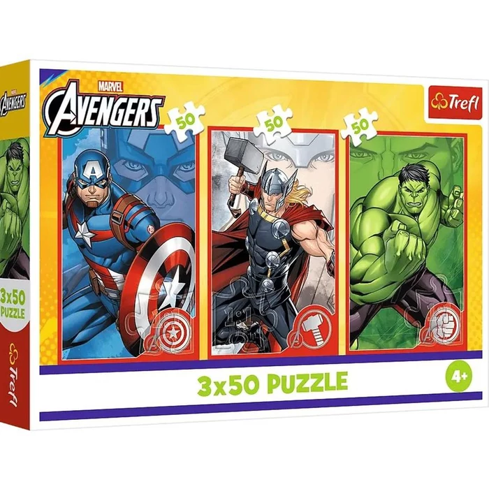 Trefl 34891 - Avengers - Bosszúállók - Hősök - 3 x 50 db-os puzzle