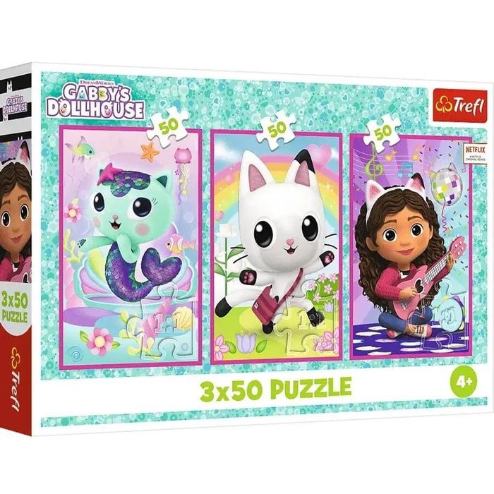 Trefl 34876 - Gabi babaháza - Gabi és a cicák - 3 x 50 db-os puzzle