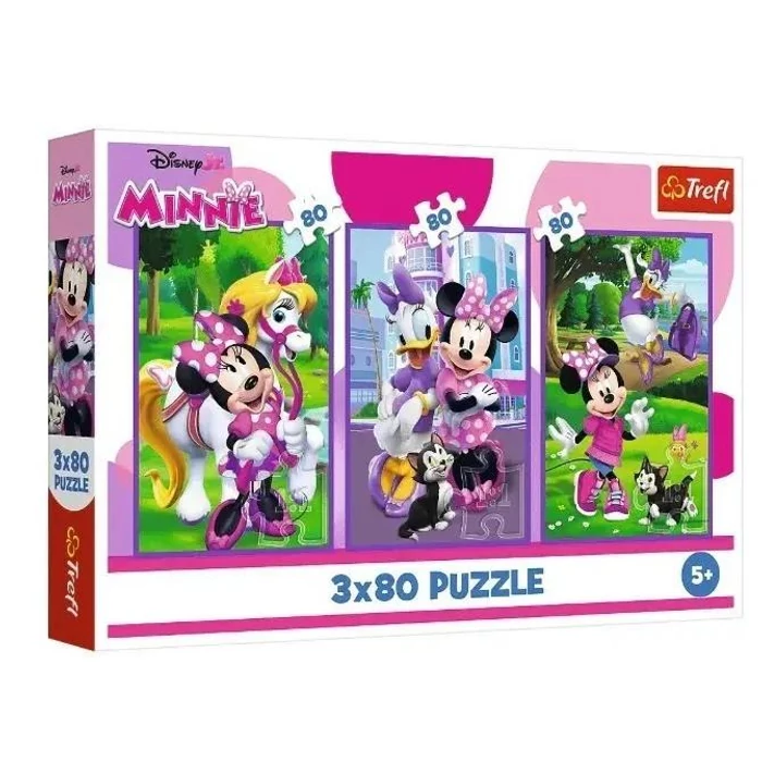 Trefl 34889 - Minnie egér - 3 x 80 db-os puzzle