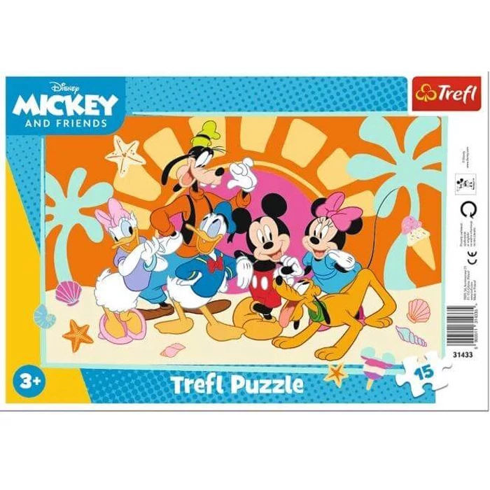 Trefl 31433 - Mickey egér és barátai - 15 db-os keretes puzzle