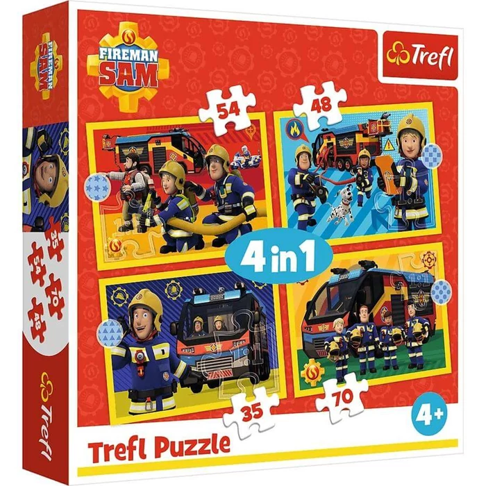 Trefl 34348 - Sam, a tűzoltó - 4 az 1-ben (35,48,54,70 db-os) puzzle