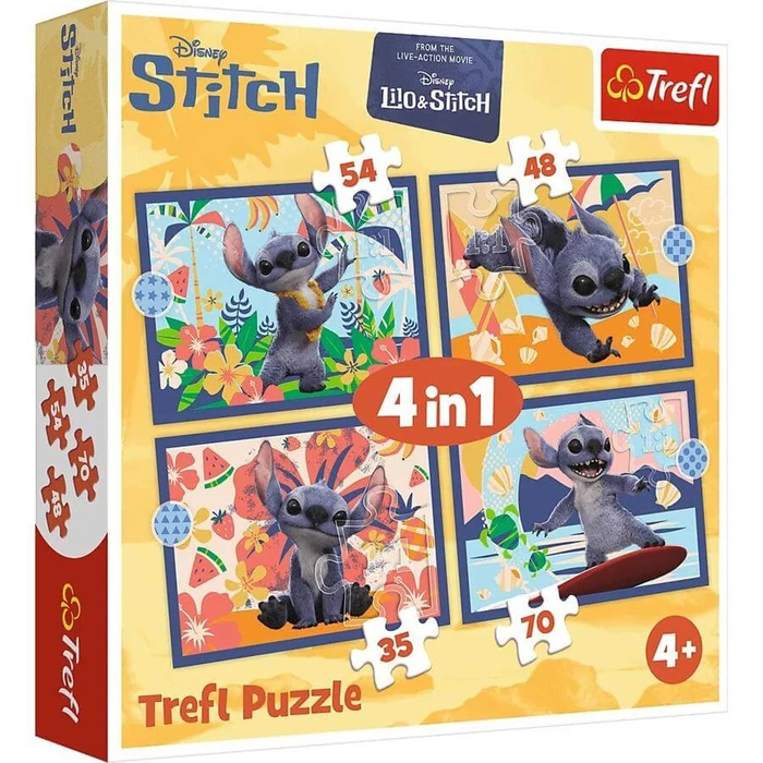 Trefl 34666 - Lilo és Stitch - Hawaii nyaralás - 4 az 1-ben (35,48,54,70 db-os) puzzle