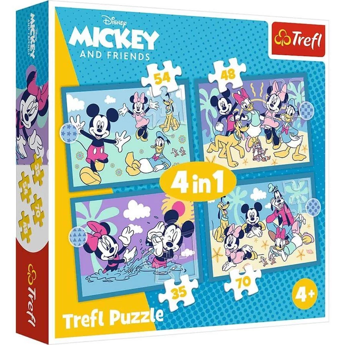 Trefl 34669 - Mickey egér és barátai - 4 az 1-ben (35,48,54,70 db-os) puzzle