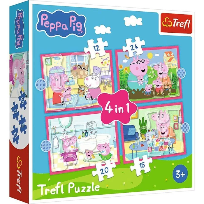 Trefl 34672 - Peppa malac - 4 az 1-ben puzzle (12,15,20,24 db-os)