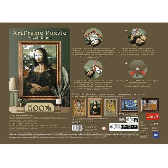 Trefl 37541 - Mona Lisa, Leonardo Da Vinci - 500 db-os puzzle kerettel