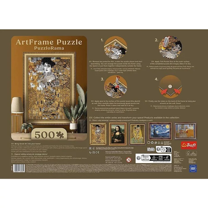 Trefl 37543 - Adele Bloch-Bauer I., Klimt - 500 db-os puzzle kerettel