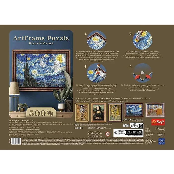 Trefl 37544 - Csillagos éj, Van Gogh - 500 db-os puzzle kerettel
