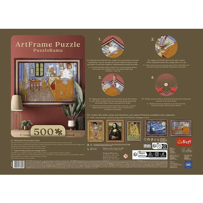Trefl 37545 - Van Gogh szobája Arles-ban, Van Gogh - 500 db-os puzzle kerettel