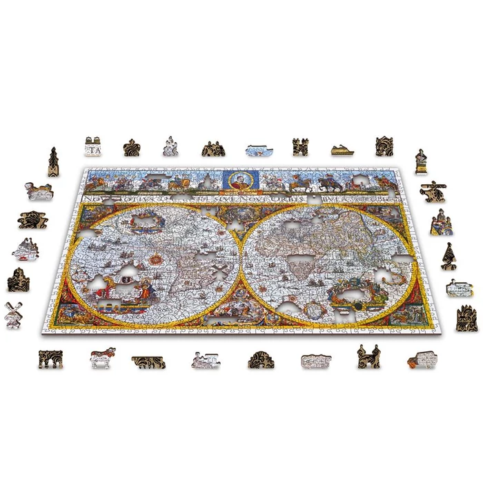 Wooden City 1010 db-os fa puzzle - Antik térkép (NB1010-0102-XL)