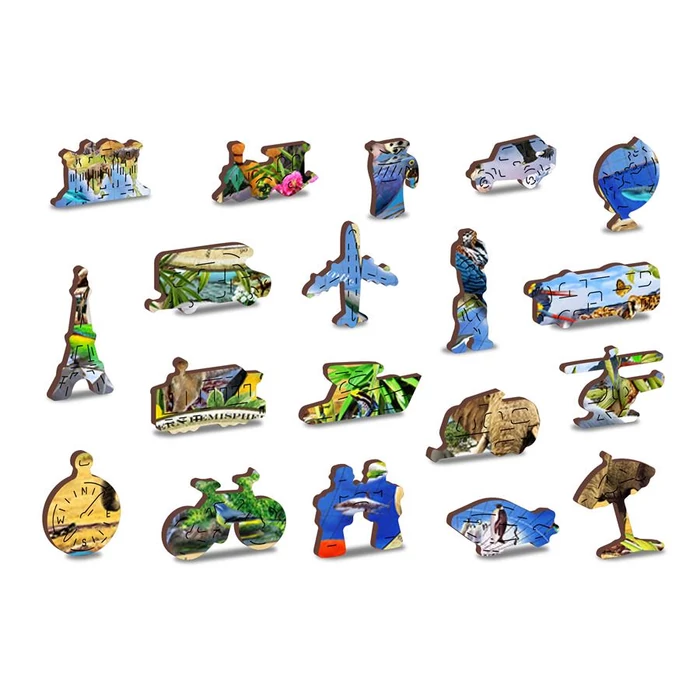 Wooden City 1010 db-os fa puzzle - Az állatvilág térképe (NB1010-0014-XL)