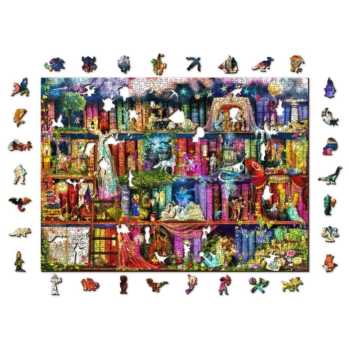 Wooden City 1010 db-os fa puzzle - Kincskereső könyvespolc (NB1010-0131-XL)